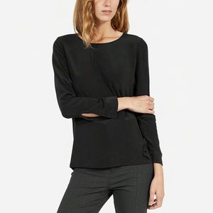 Everlane The Silk Long-Sleeve Tee, Black, Small